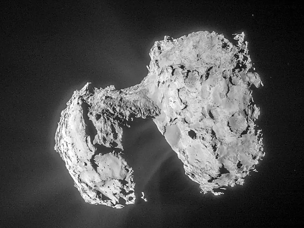 Comet 67P/Churyumov-Gerasimenko as photographed in 2015 by European Space Agency's Rosetta spacecraft.