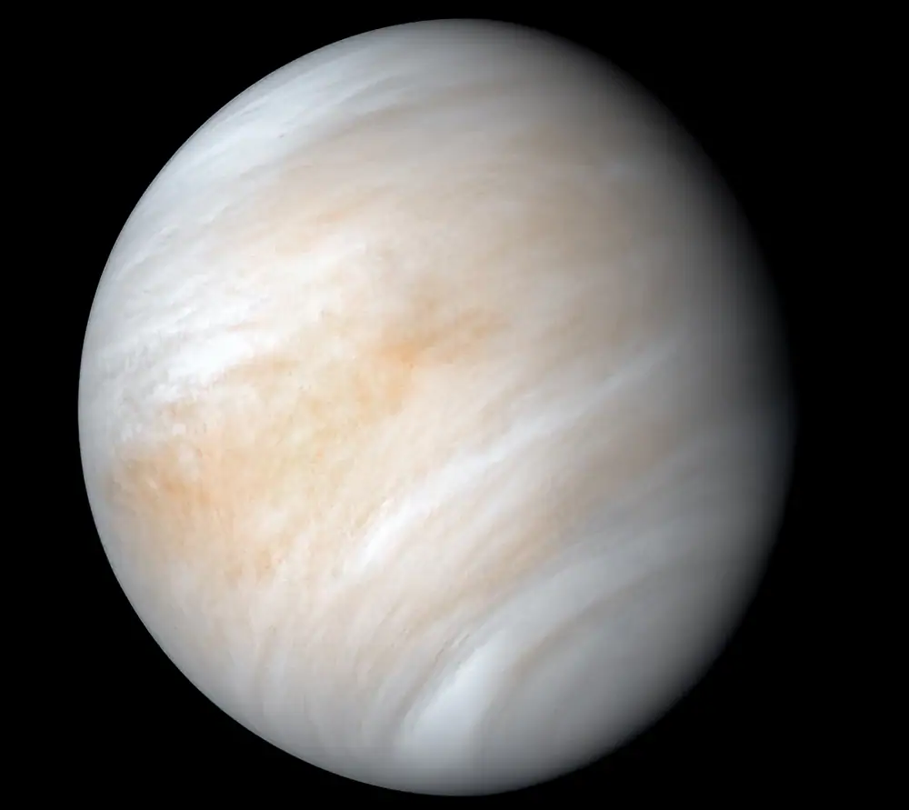 The planet Venus as photographed by NASA's Mariner 10 spacecraft.