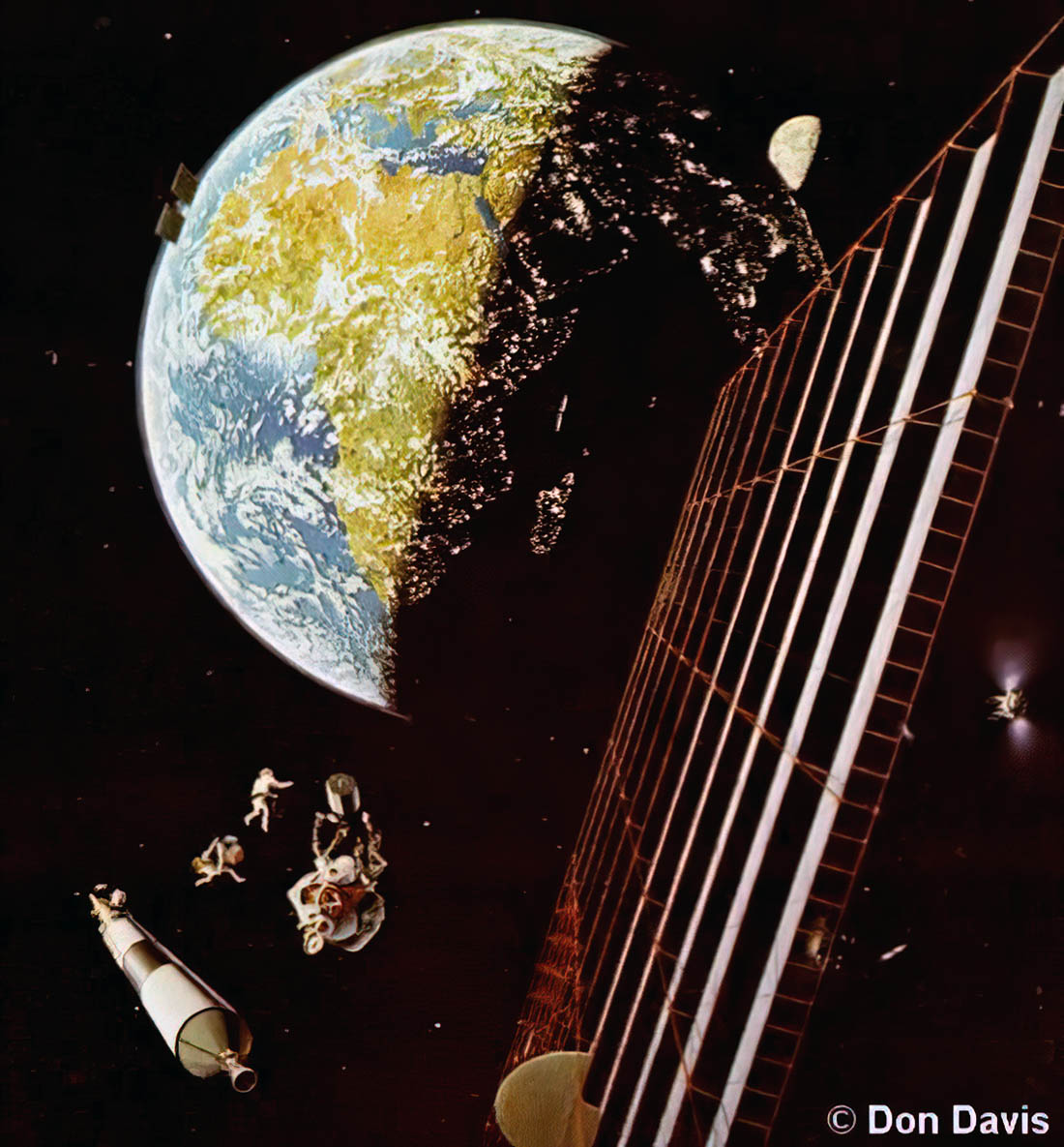 Solar Power Satellite illustration by space artist Don Davis